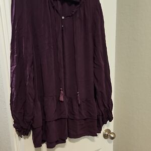 Terra & Sky Relaxed Purple Tunic with Mandarin Collar